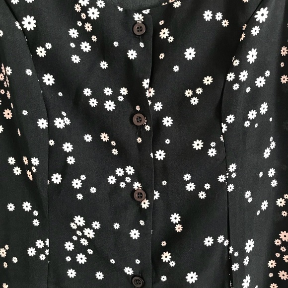 New Hunter Green Button Down Floral Mini Dress M - Picture 5 of 6